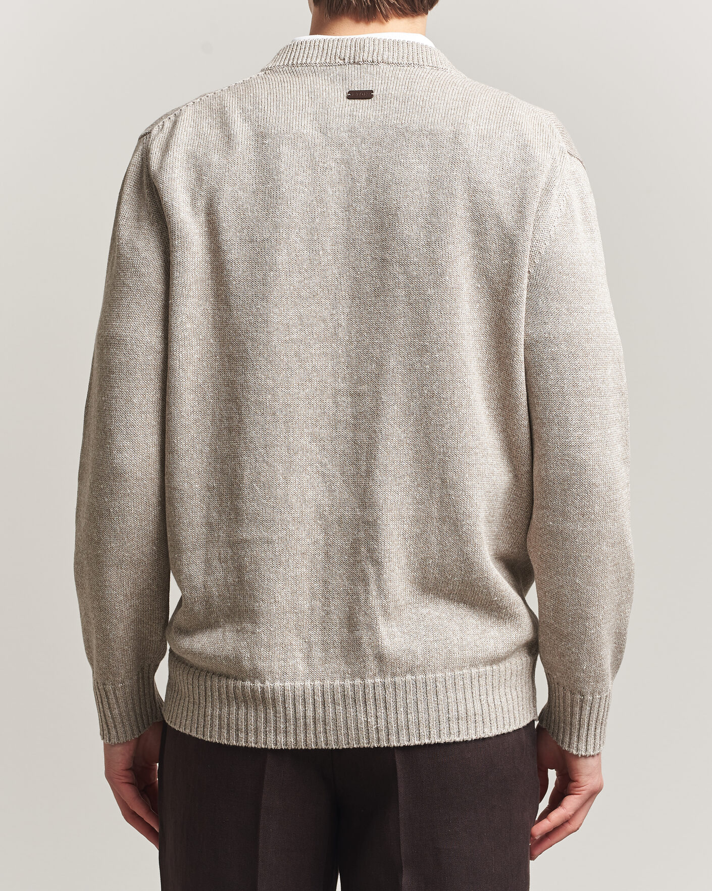 Herre | Gensere | Eton | Cotton Linen Knitted Cardigan Beige
