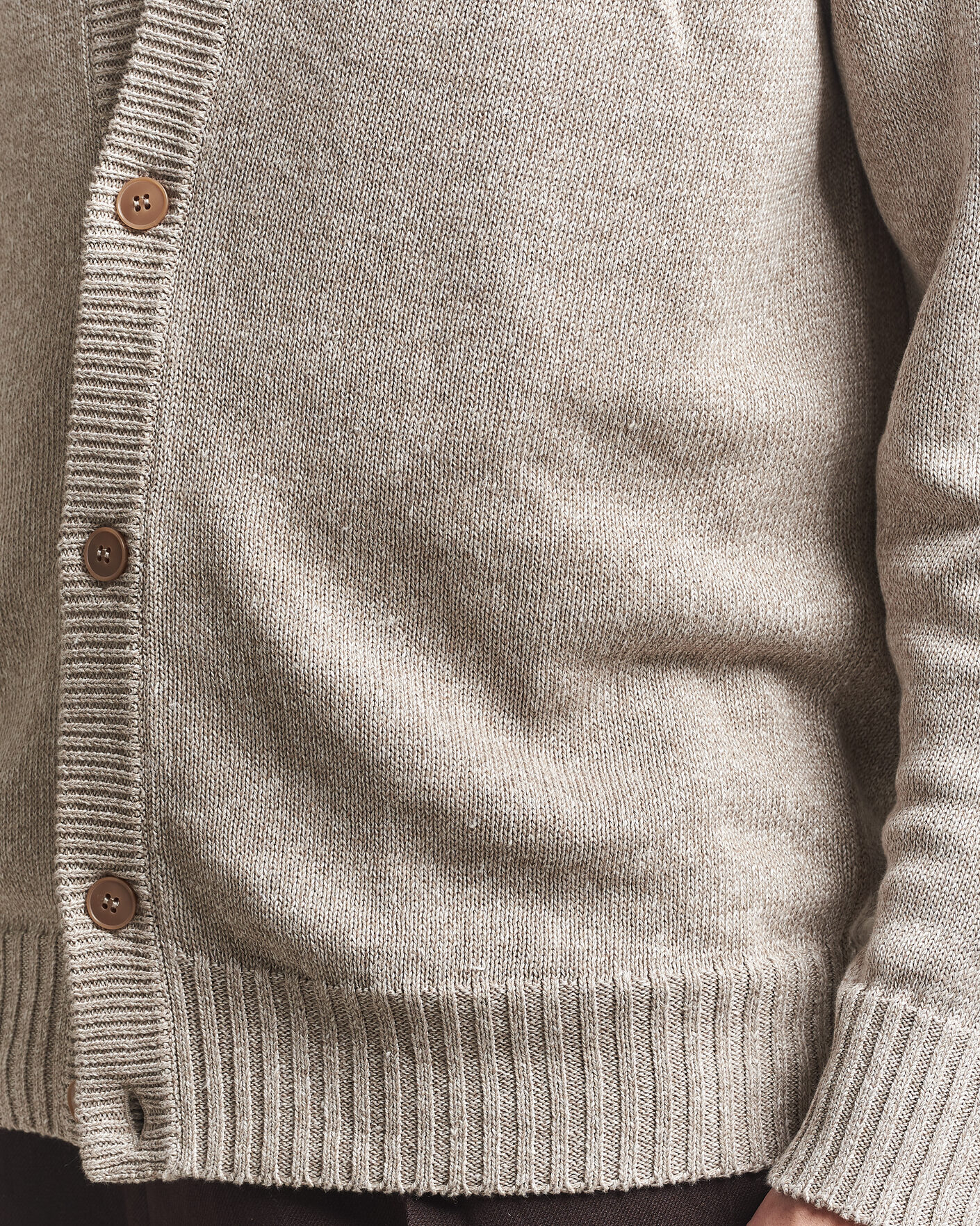 Herre | Gensere | Eton | Cotton Linen Knitted Cardigan Beige