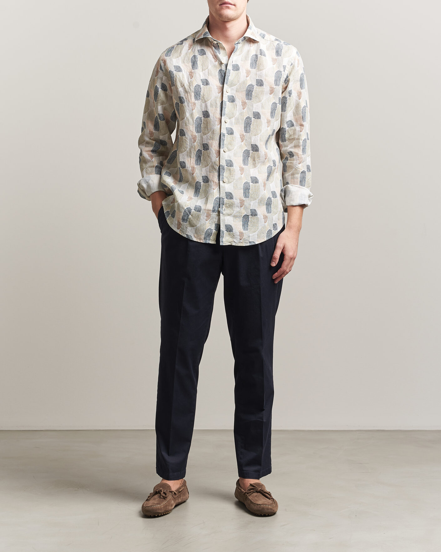 Herre | Skjorter | Eton | Casual Fit Printed Linen Shirt Multi