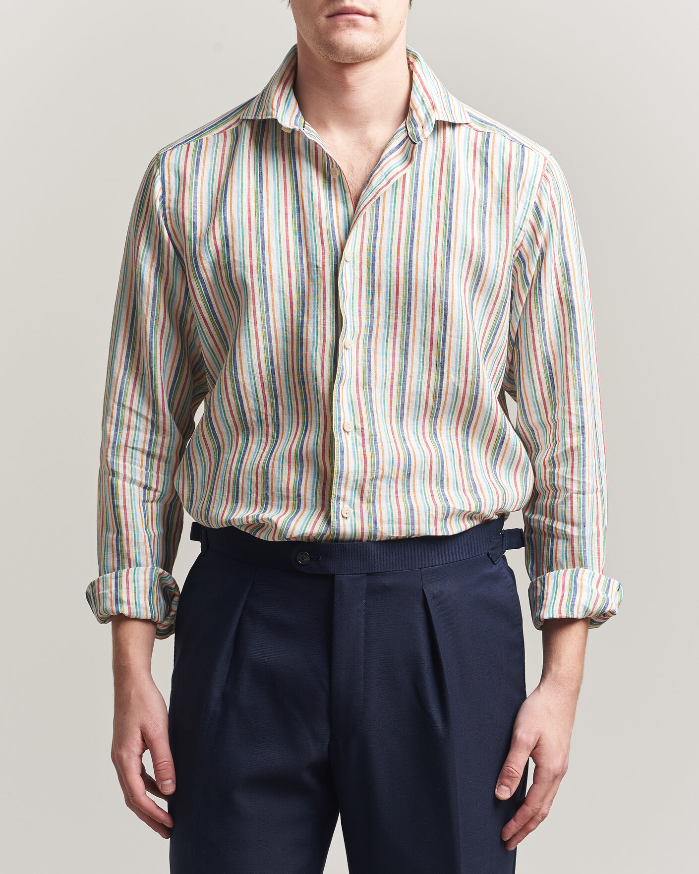 Herre | Skjorter | Eton | Casual Fit Striped Linen Shirt Multi