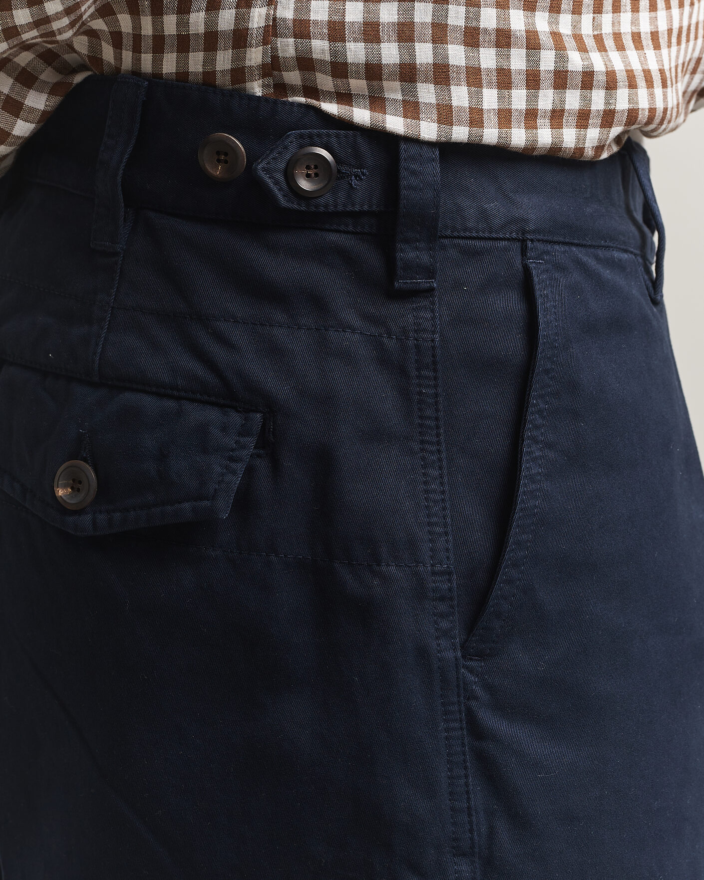 Herre | Bukser | Drake's | Peached Flat Front Cotton Chino Navy