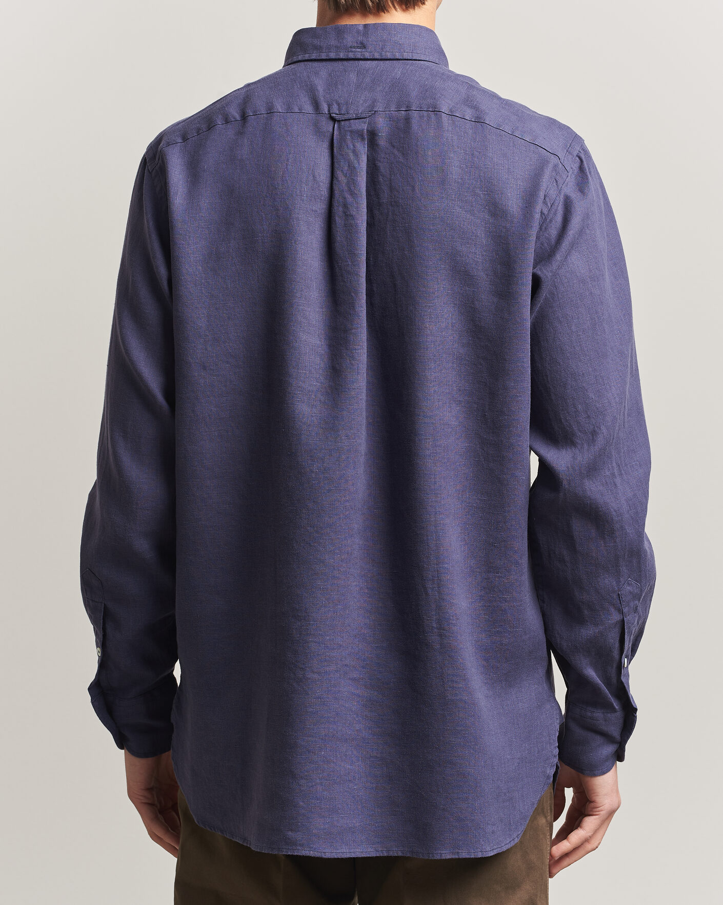 Herre | Skjorter | Drake's | Linen Button Down Curved Pocket Shirt Navy