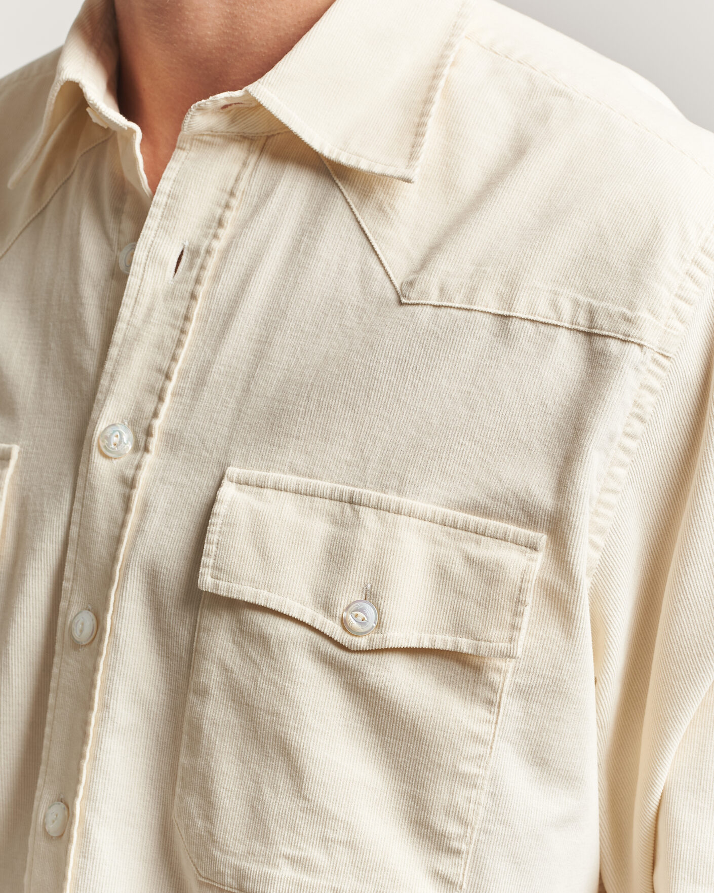 Herre | Skjorter | Drake's | Needlecord Western Shirt White