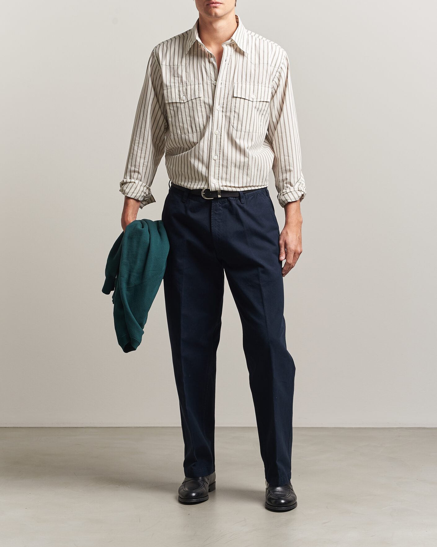 Herre | Skjorter | Drake's | Striped Western Shirt White