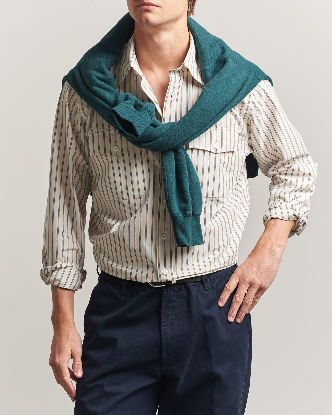 Herre | Skjorter | Drake's | Striped Western Shirt White