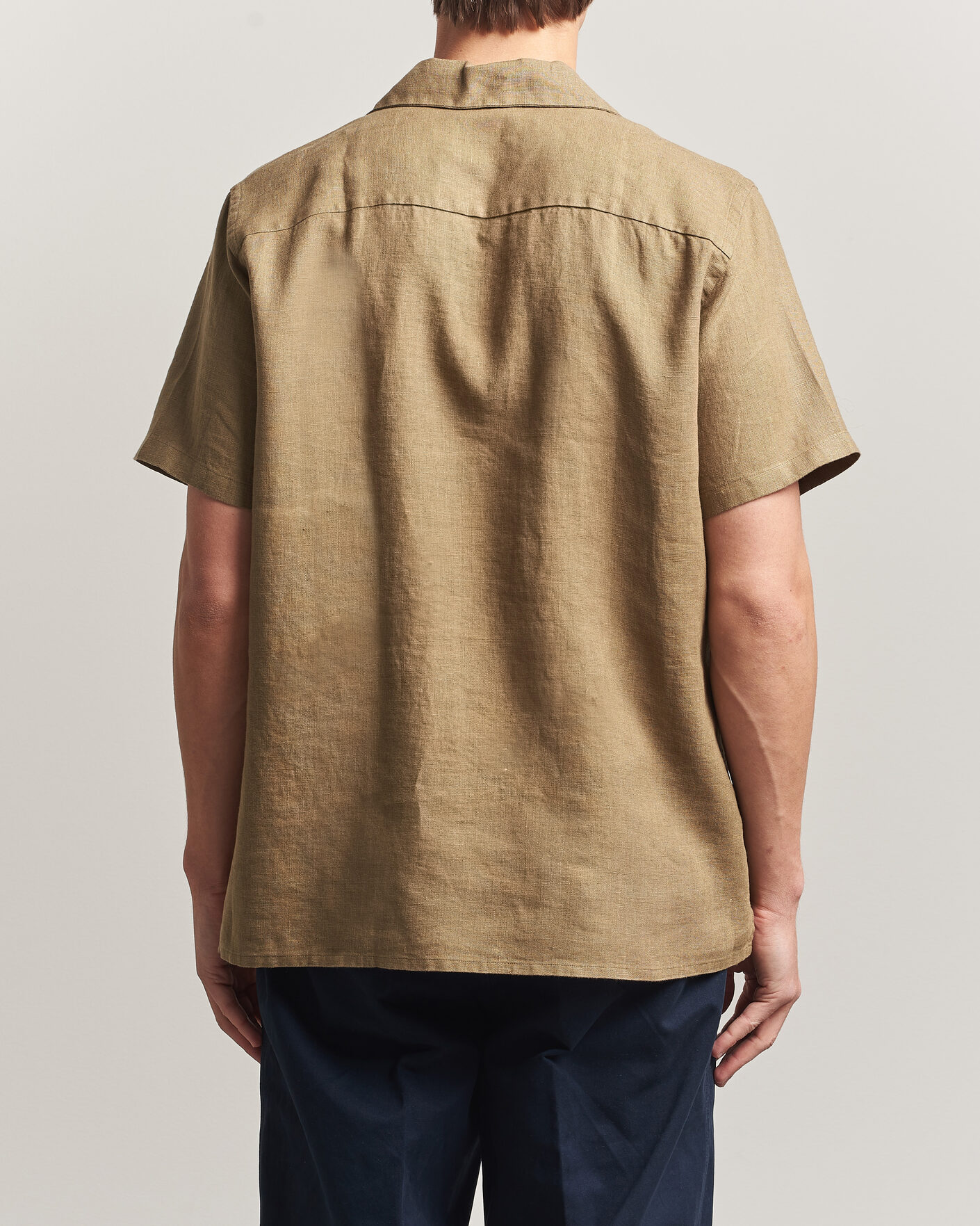 Herre | Skjorter | Drake's | Military Short Sleeve Camp Collar Shirt Khaki