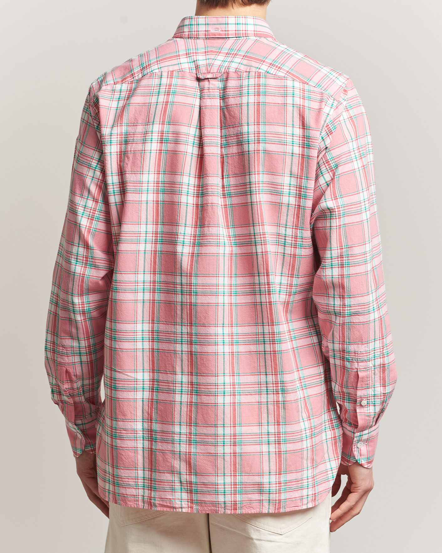 Herre | Skjorter | Drake's | Madrass Checked Button Down Shirt Pink