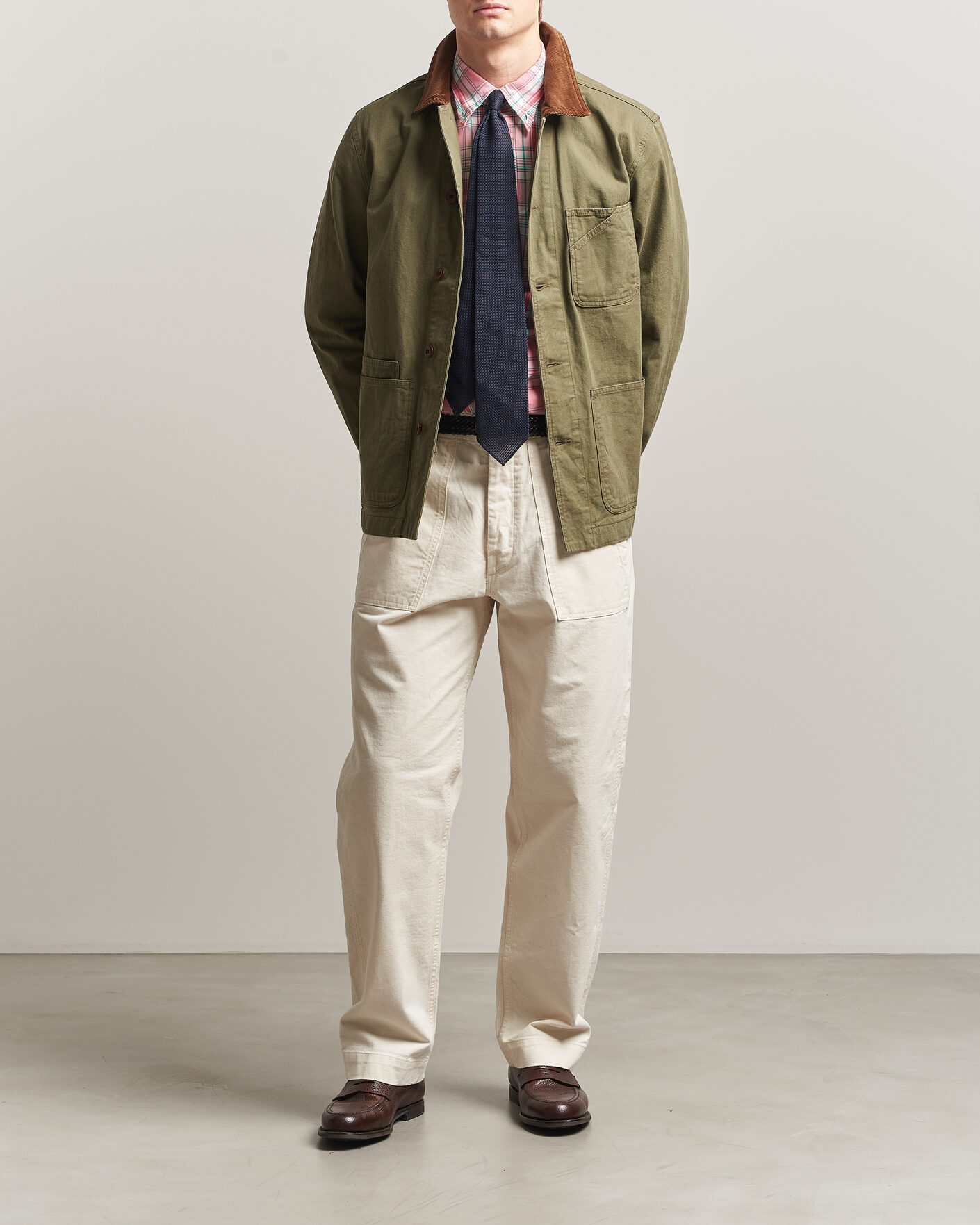 Herre | Bukser | Drake's | Twill Fatigue Trousers Ecru