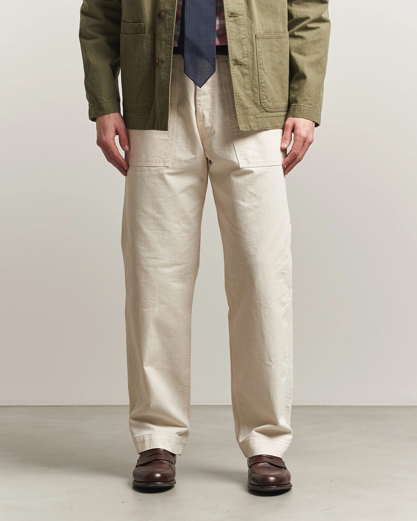 Herre | Bukser | Drake's | Twill Fatigue Trousers Ecru