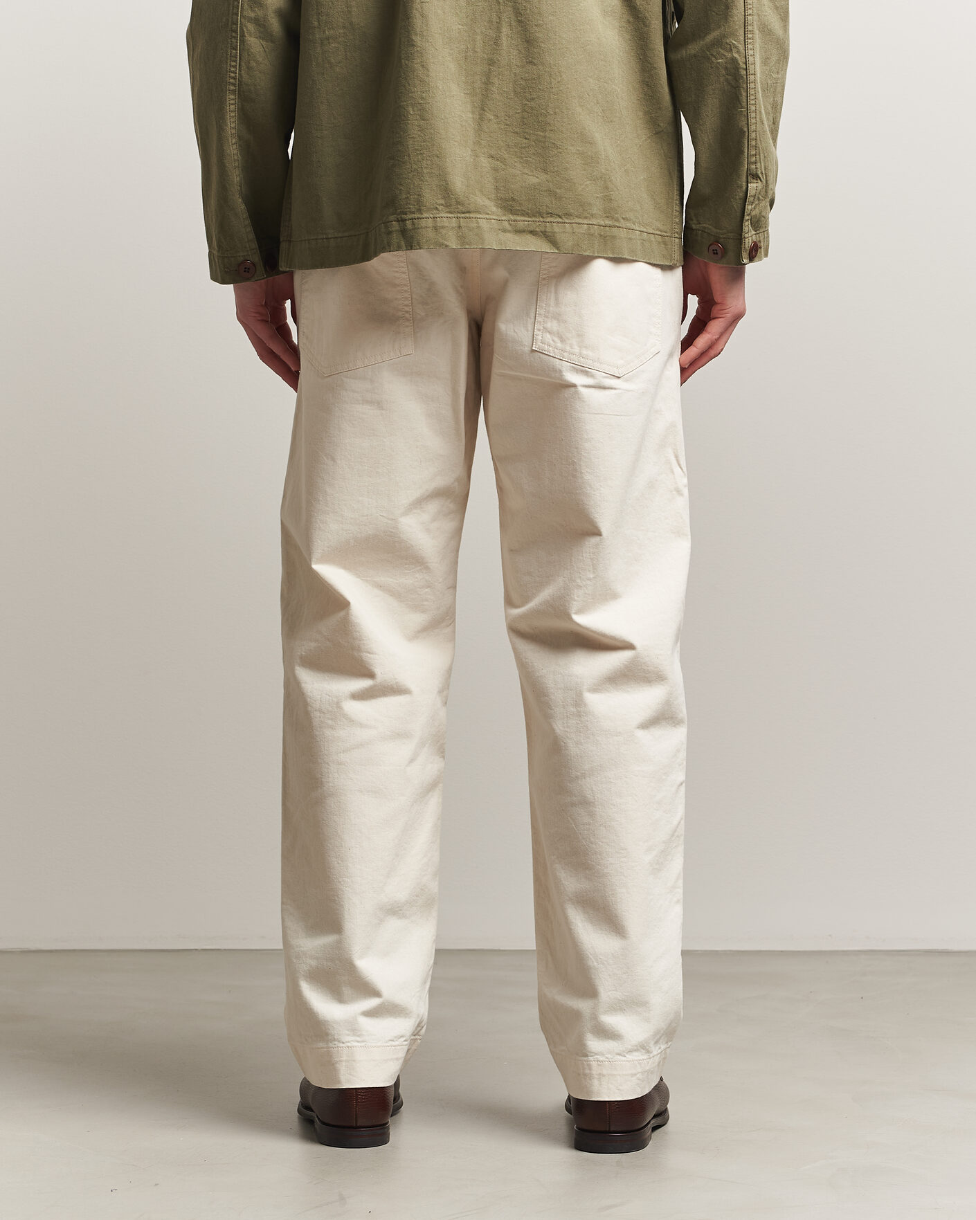 Herre | Bukser | Drake's | Twill Fatigue Trousers Ecru