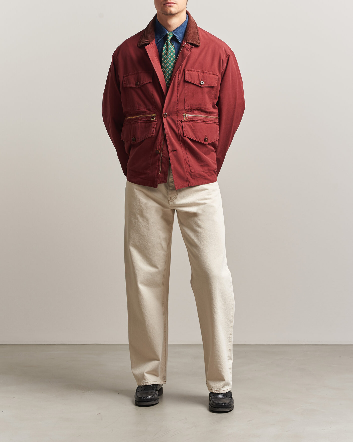 Herre | Jakker | Drake's | Hiking Jacket Washed Red