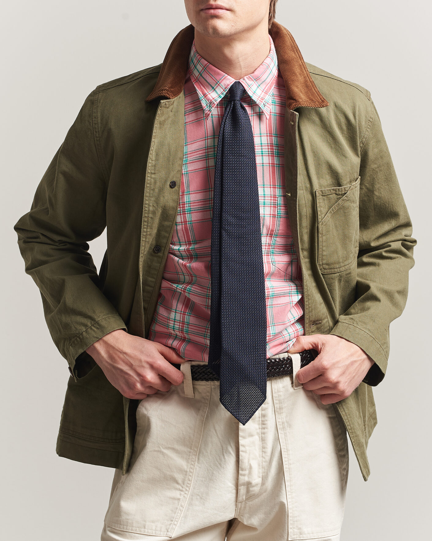 Herre | Jakker | Drake's | Twill Fatigue Jacket Khaki