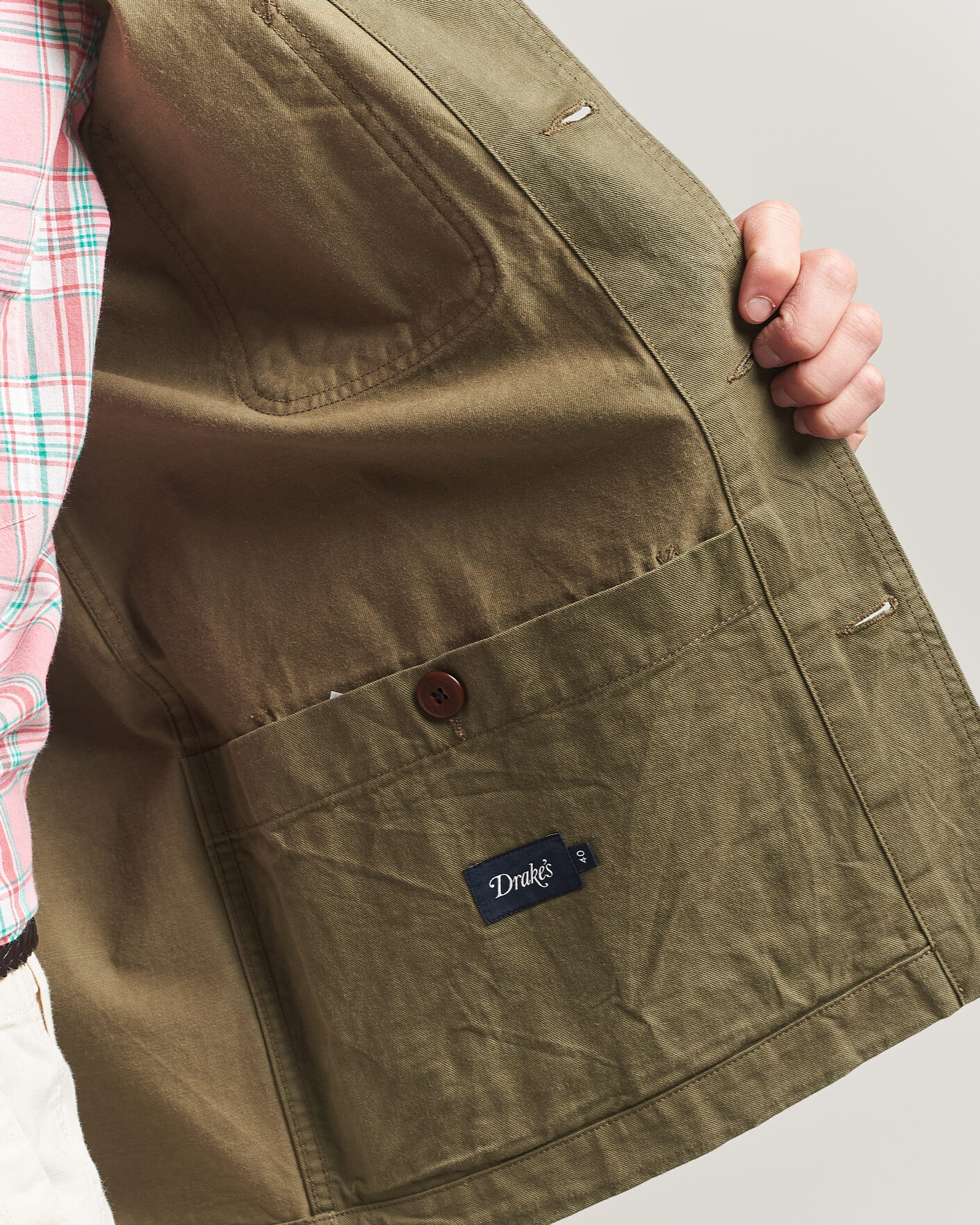 Herre | Jakker | Drake's | Twill Fatigue Jacket Khaki