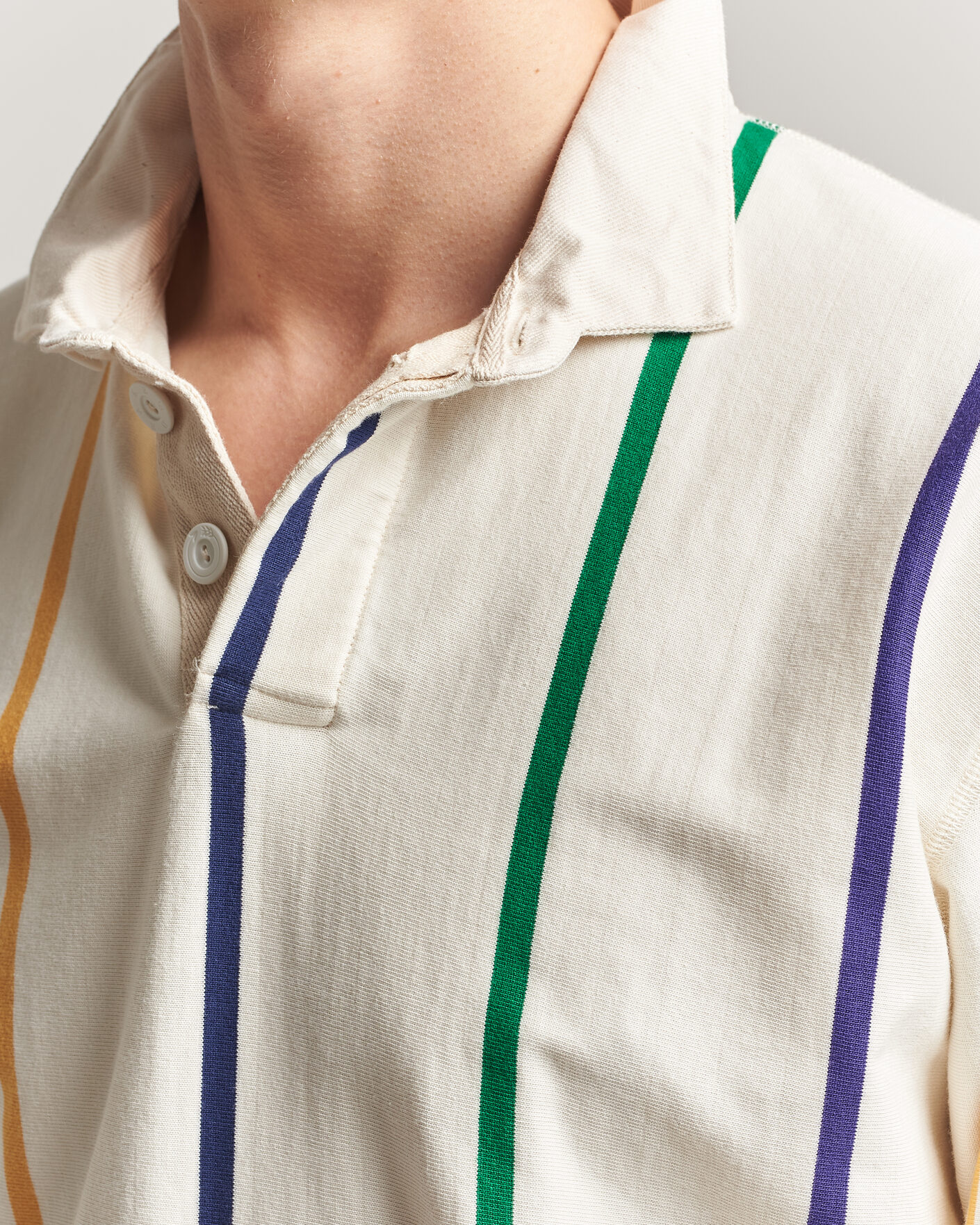 Herre | Gensere | Drake's | Colourful Vertical Stripe Rugby White