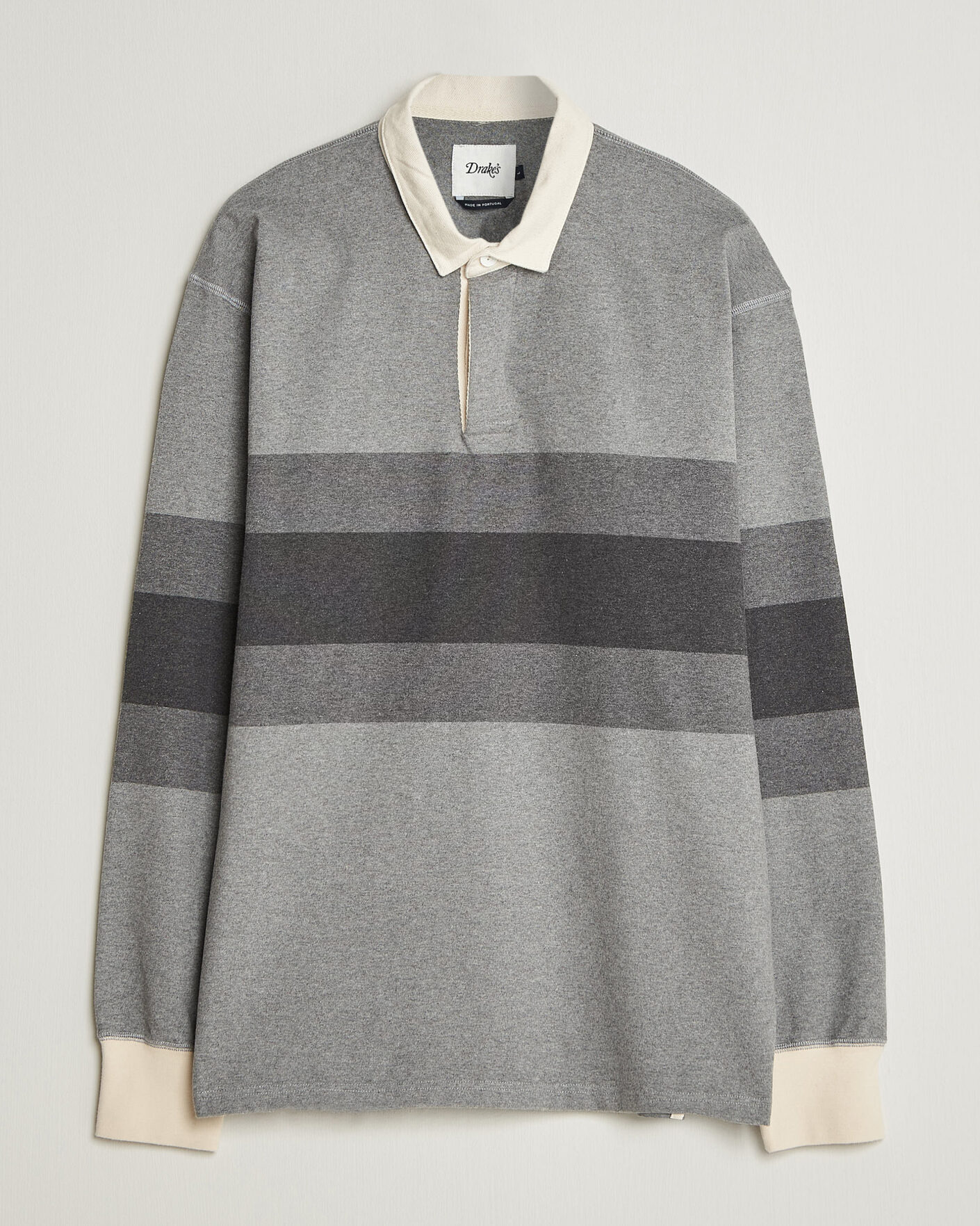 Herre | Gensere | Drake's | Melange Stripe Rugby Grey