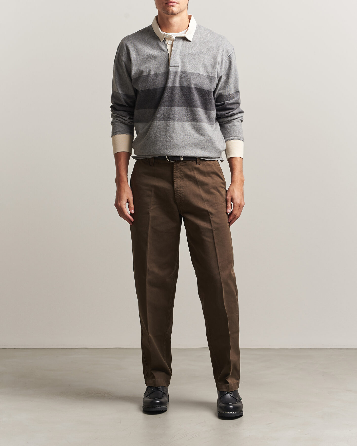 Herre | Gensere | Drake's | Melange Stripe Rugby Grey