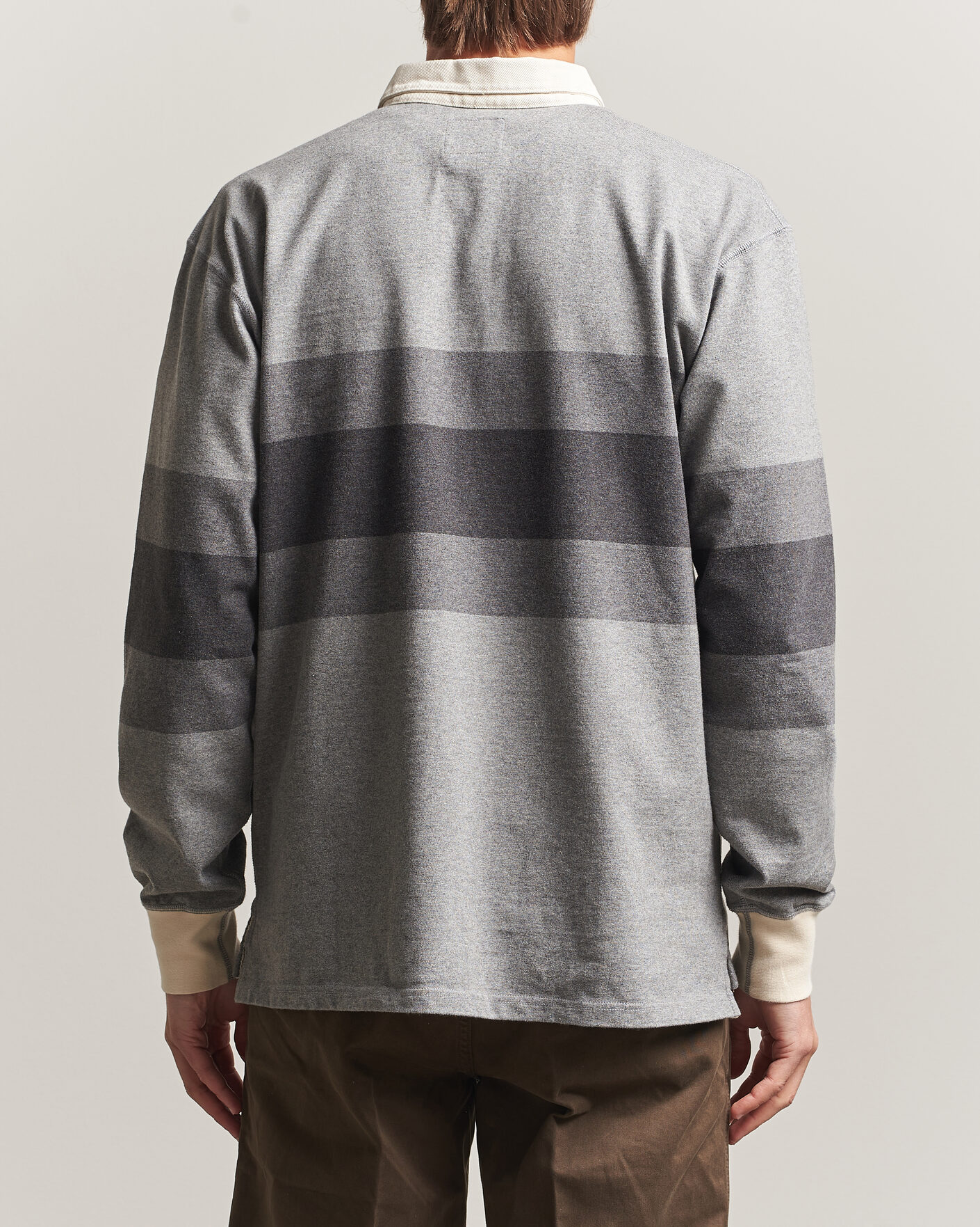 Herre | Gensere | Drake's | Melange Stripe Rugby Grey