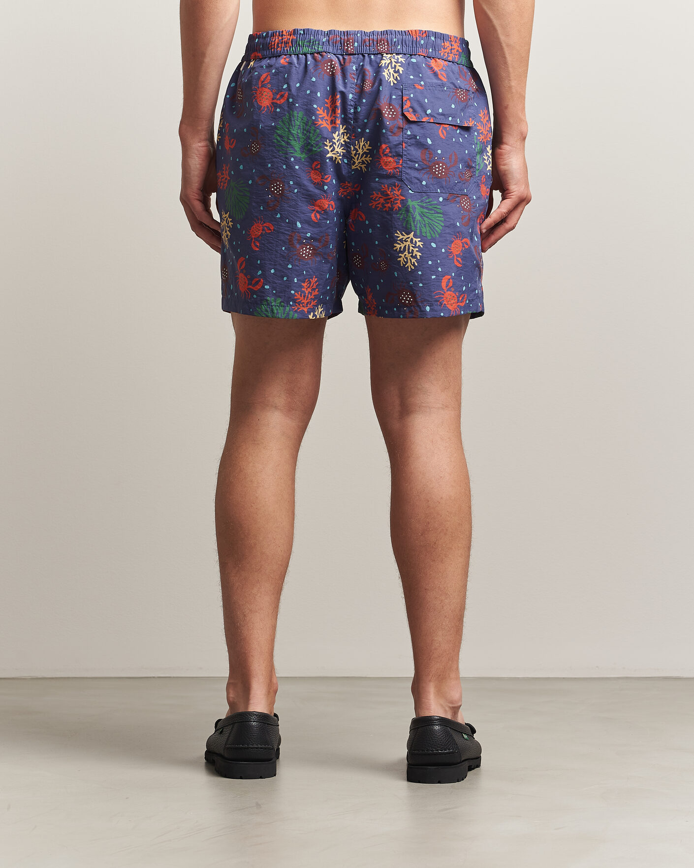 Herre | Badeshorts | Drake's | Crabs Drawstring Swimshorts Blue