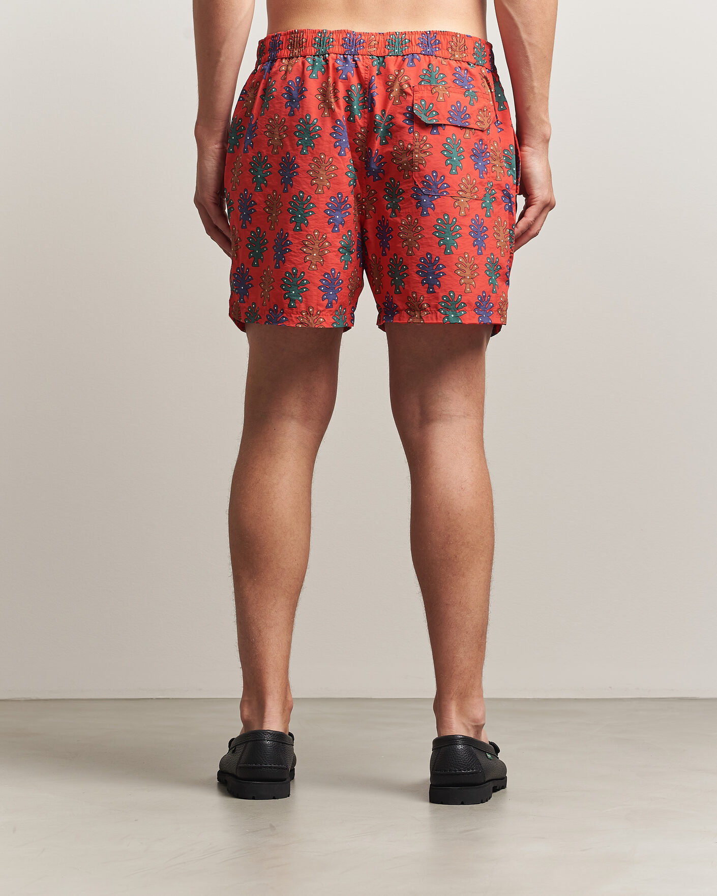 Herre | Badeshorts | Drake's | Trees Drawstring Swimshorts Tomato