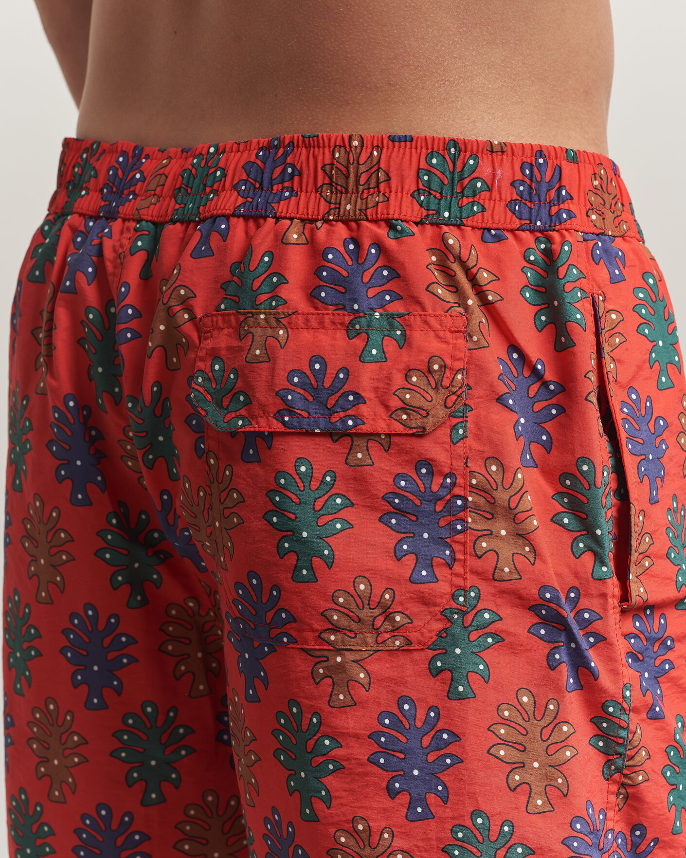 Herre | Badeshorts | Drake's | Trees Drawstring Swimshorts Tomato