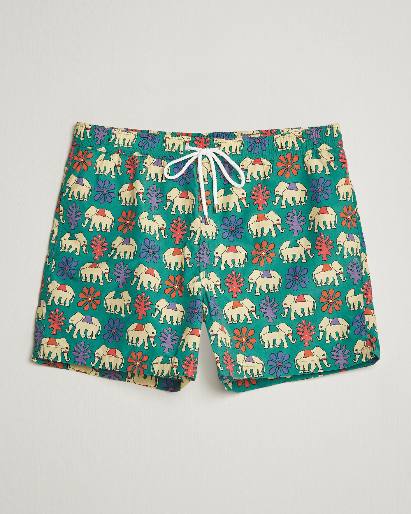 Herre | Badeshorts | Drake's | Elephants Drawstring Swimshorts Green