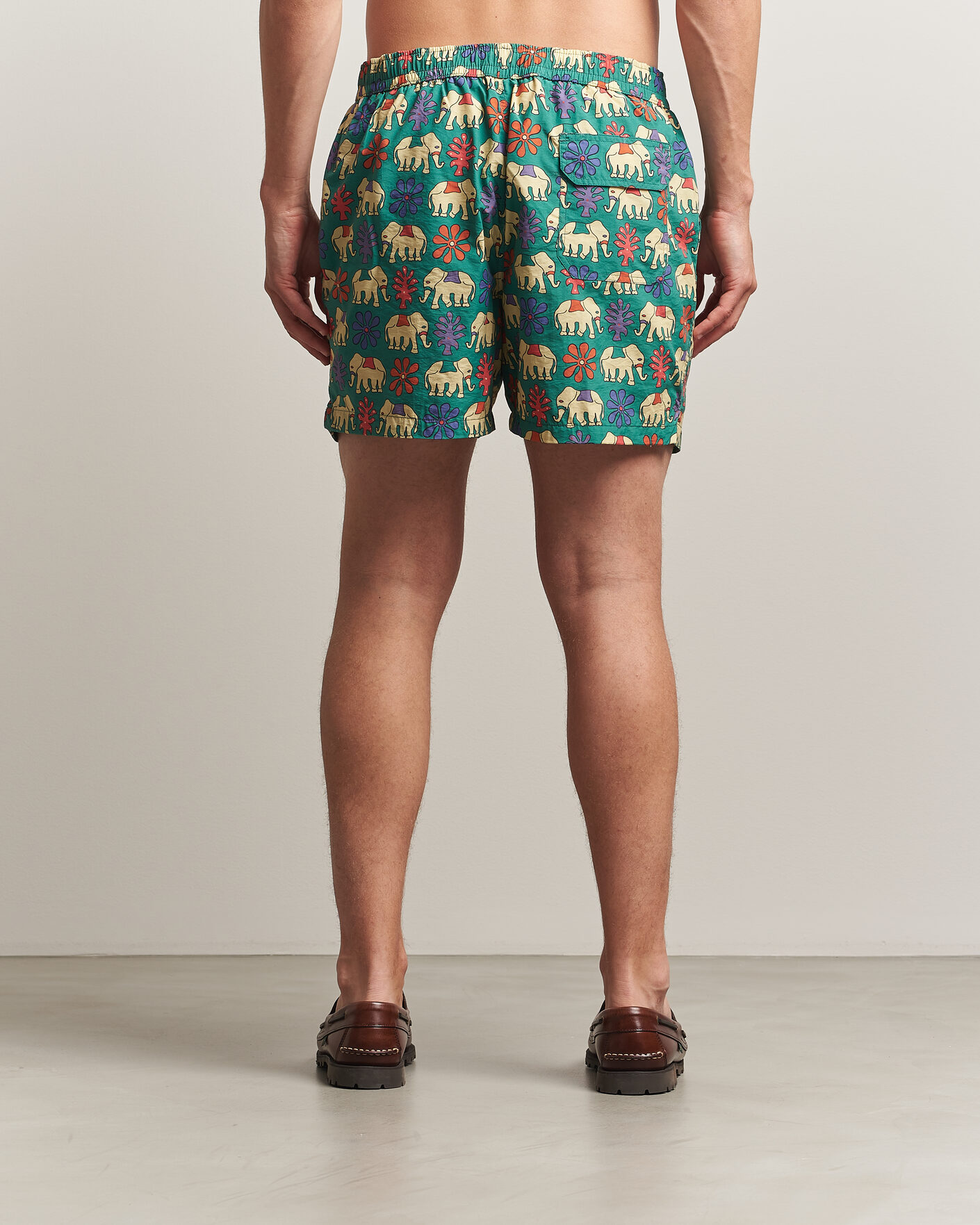 Herre | Badeshorts | Drake's | Elephants Drawstring Swimshorts Green