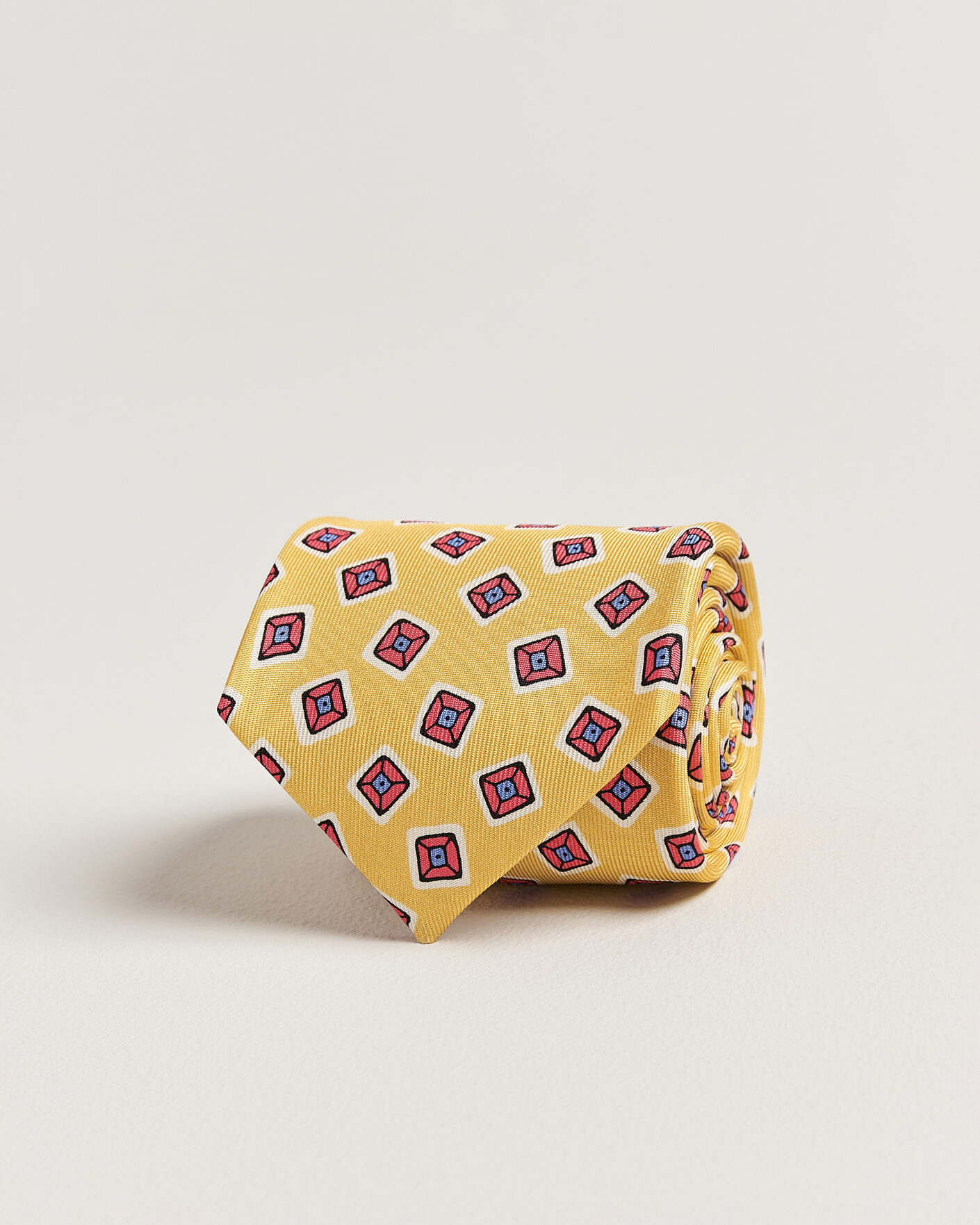 Herre | Slips | Drake's | Square Diamond Heavy Twill Silk Tie Gold