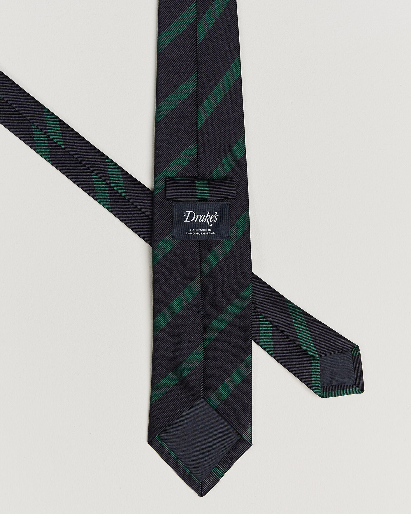 Herre | Slips | Drake's | Bar Stripe Reppe Silk Tie Navy/Green