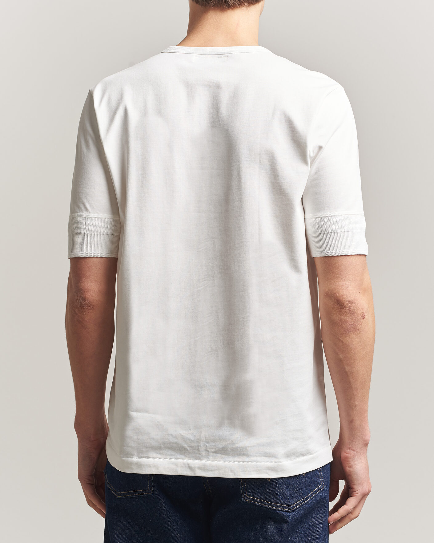 Herre | T-Shirts | Merz b. Schwanen | Classic Organic Cotton Short Sleeve Henley White