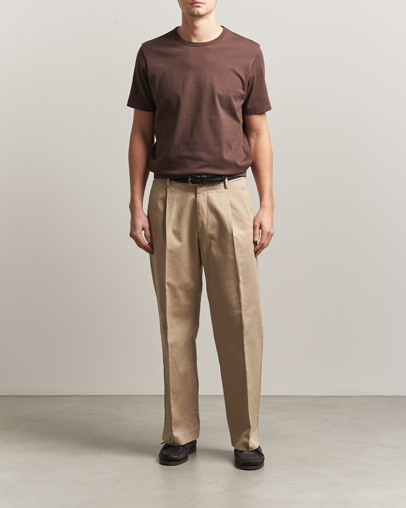 Herre | T-Shirts | Merz b. Schwanen | Classic Fit Sturdy T-Shirt Chocolate