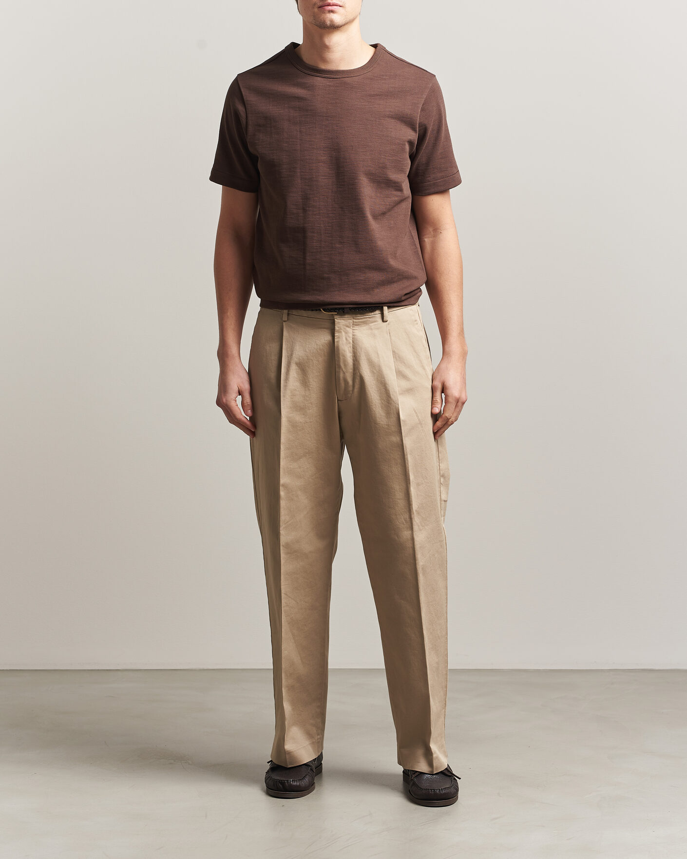 Herre | T-Shirts | Merz b. Schwanen | Relaxed Fit Loopwheeled Heavy T-Shirt Chocolate