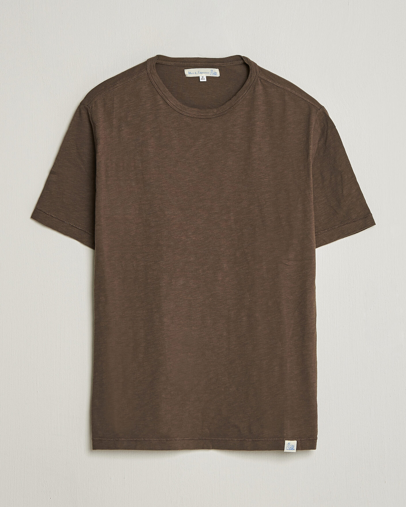 Herre | T-Shirts | Merz b. Schwanen | Organic Pima Cotton Slub Crew Neck T-Shirt Chocolate