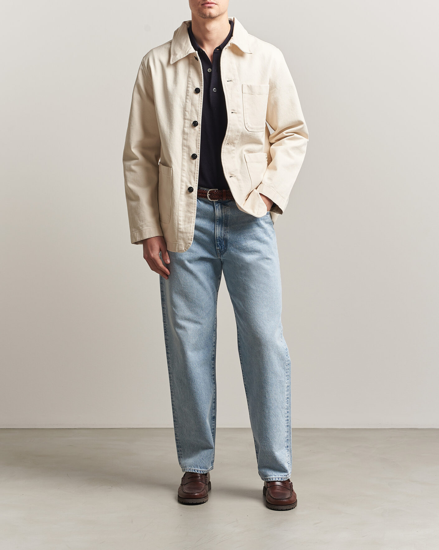 Herre | Skjorter | Merz b. Schwanen | Worker Cotton Twill Overshirt Nature