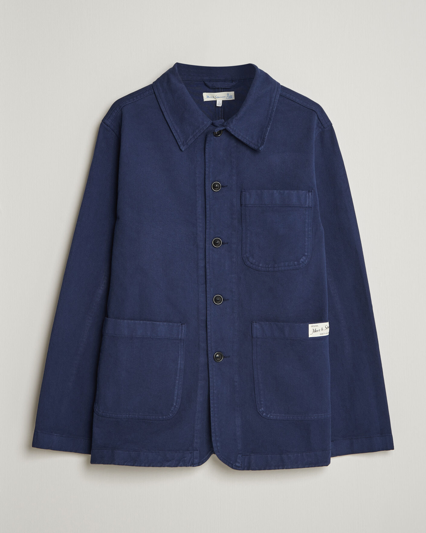 Herre |  | Merz b. Schwanen | Worker Cotton Twill Overshirt Ink Blue
