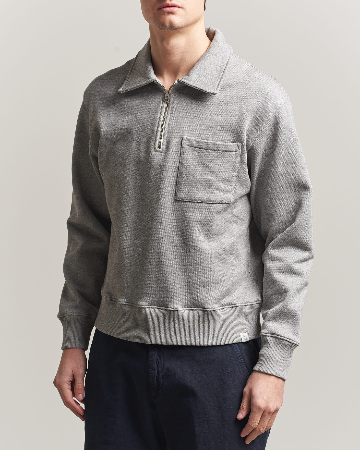 Herre | Gensere | Merz b. Schwanen | Classic Fit Authentic Fleece Half Zip Grey Melange