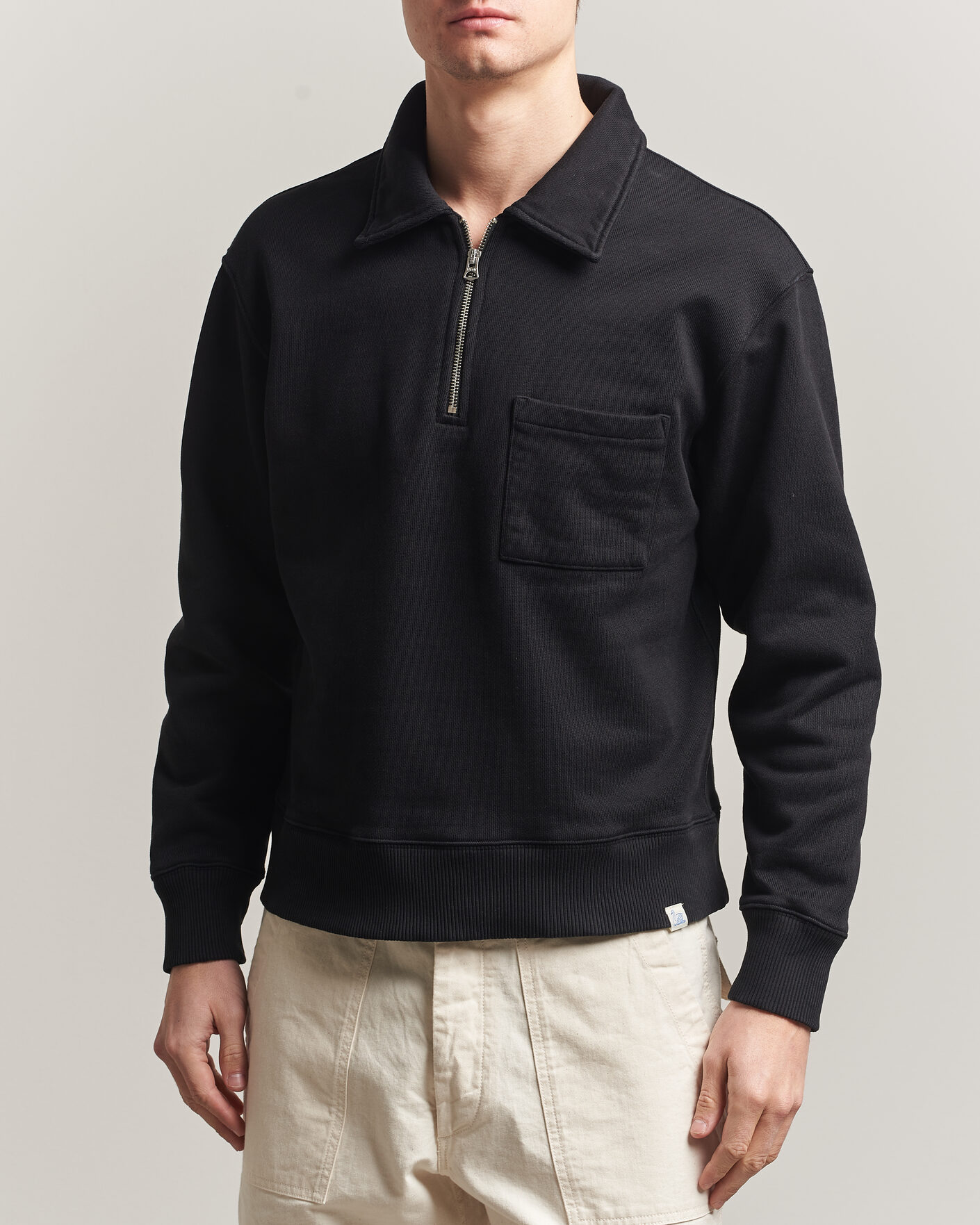 Herre | Gensere | Merz b. Schwanen | Classic Fit Authentic Fleece Half Zip Black