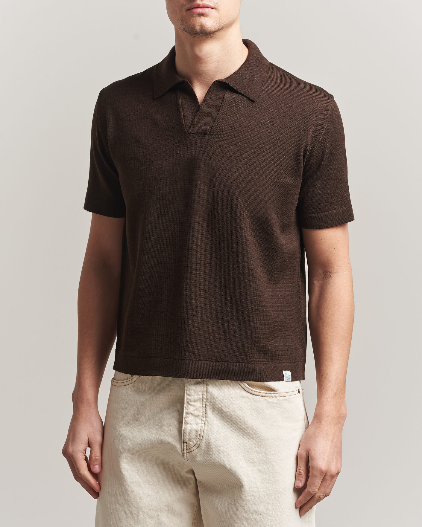 Herre | Pikéer | Merz b. Schwanen | Relaxed Fit Merino Knitted Polo Coffee