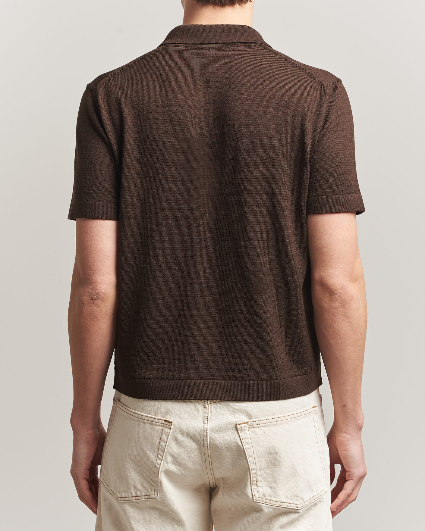 Herre | Pikéer | Merz b. Schwanen | Relaxed Fit Merino Knitted Polo Coffee