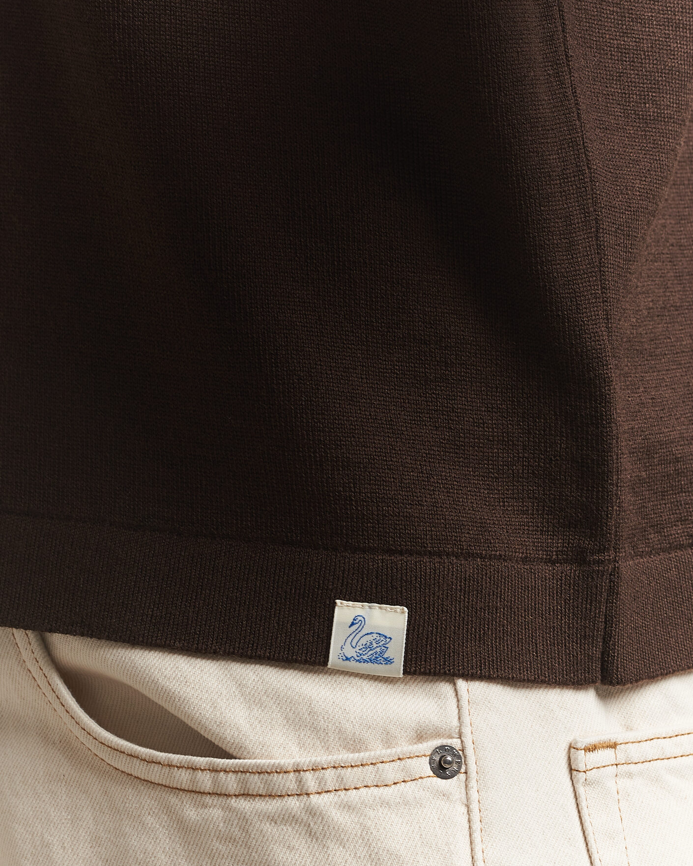 Herre | Pikéer | Merz b. Schwanen | Relaxed Fit Merino Knitted Polo Coffee