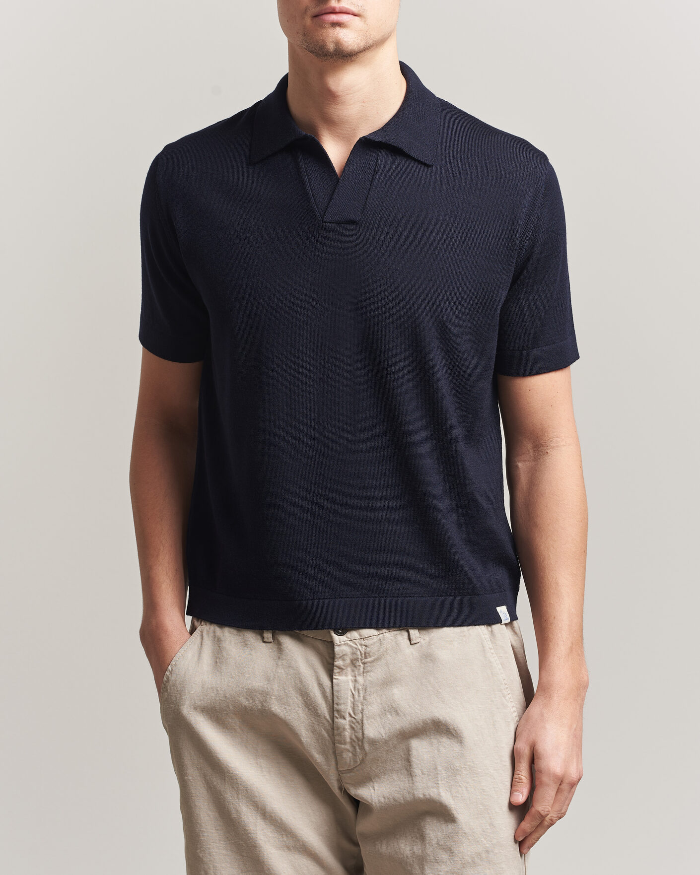 Herre | Pikéer | Merz b. Schwanen | Relaxed Fit Merino Knitted Polo Dark Navy