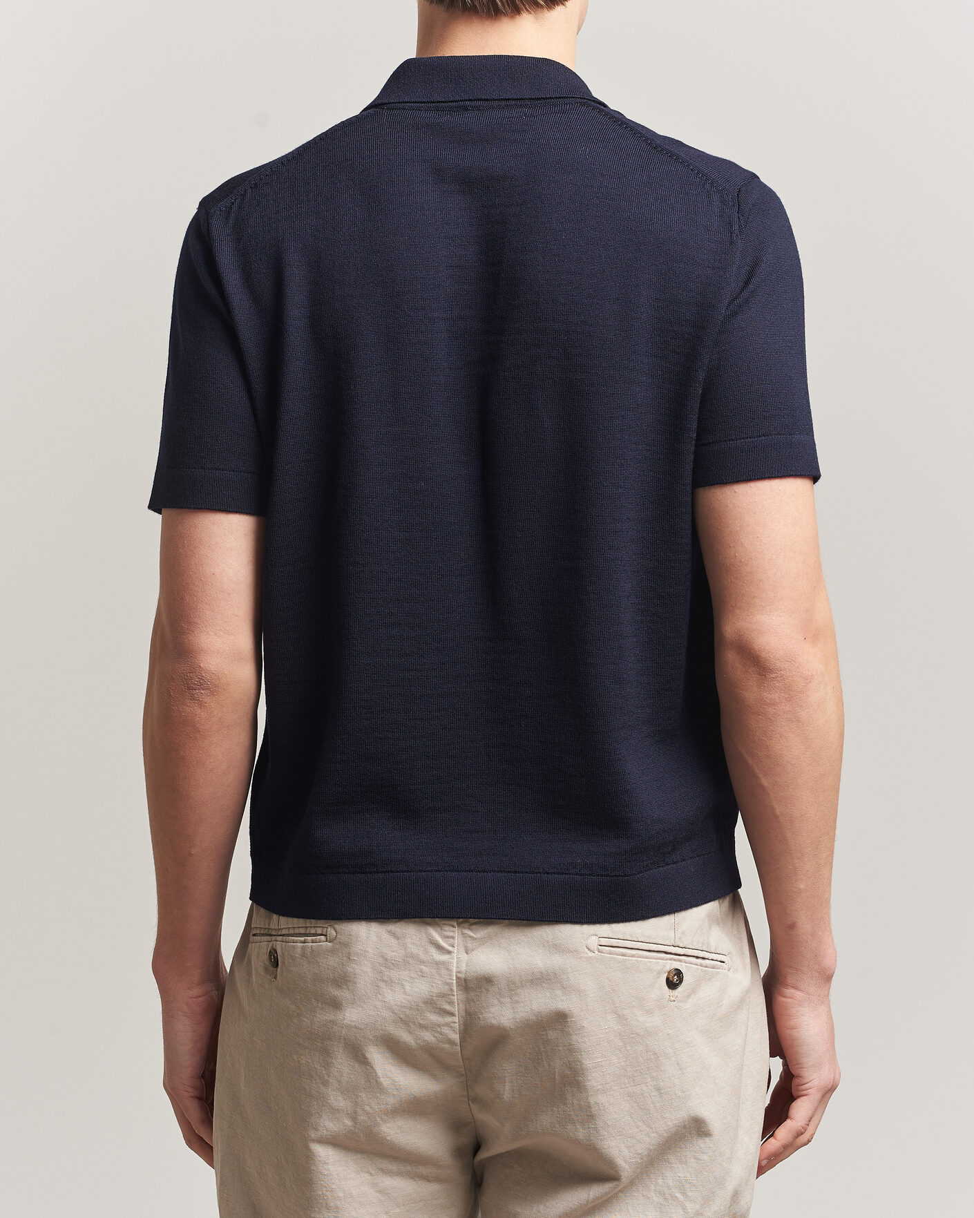 Herre | Pikéer | Merz b. Schwanen | Relaxed Fit Merino Knitted Polo Dark Navy