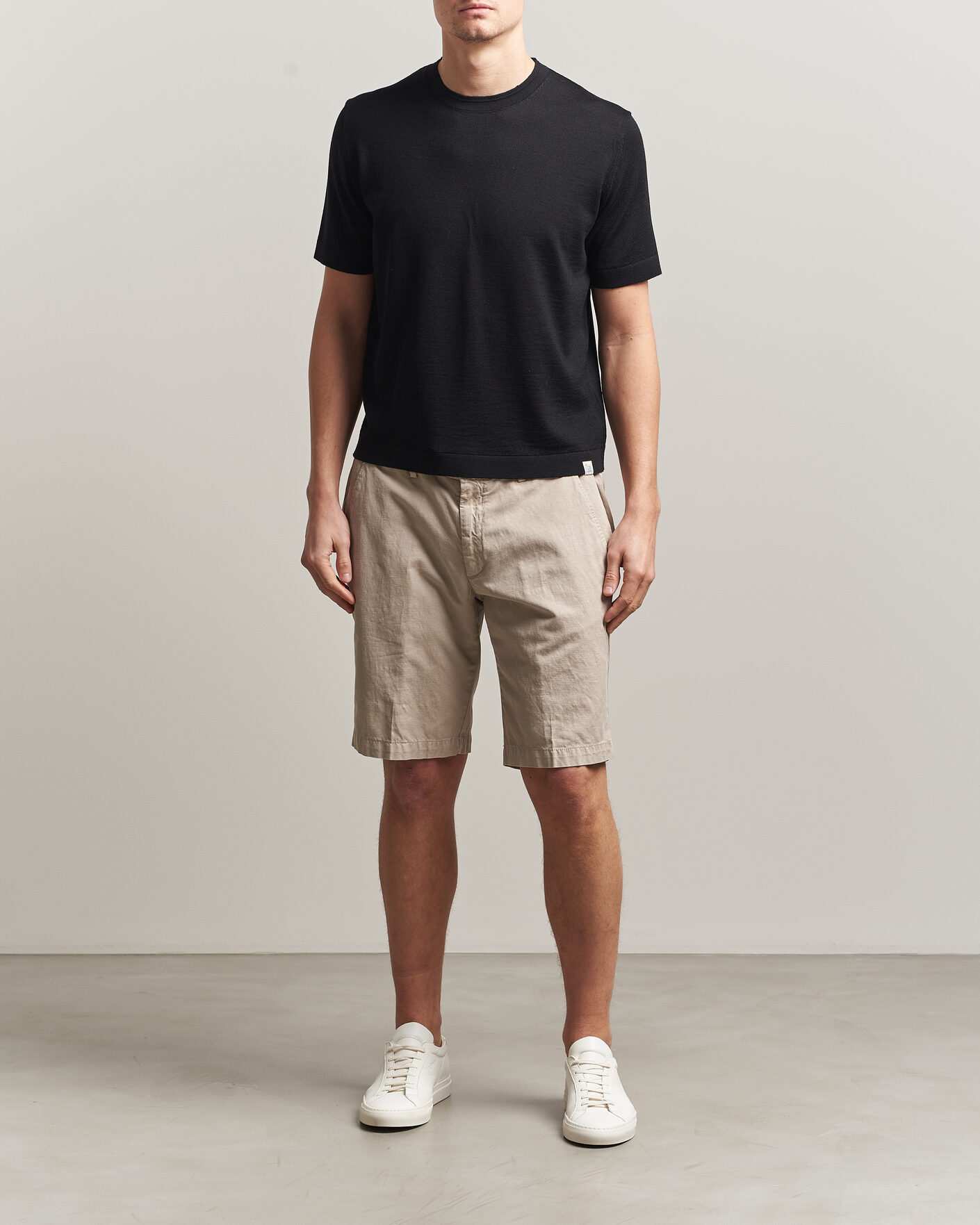 Herre | T-Shirts | Merz b. Schwanen | Relaxed Fit Merino Knitted T-Shirt Black