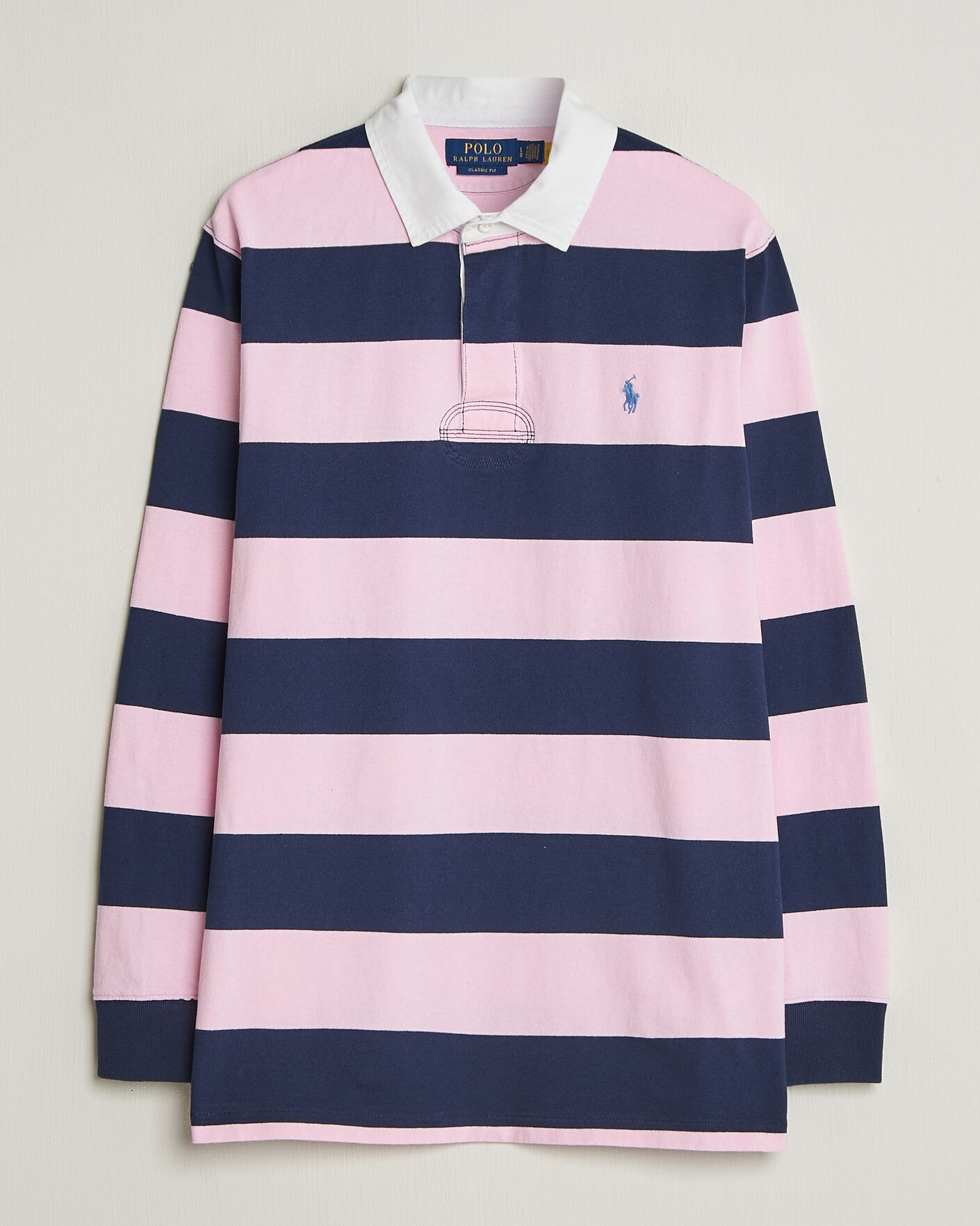 Herre | Gensere | Polo Ralph Lauren | Jersey Striped Rugger Carmel Pink/Newport Navy