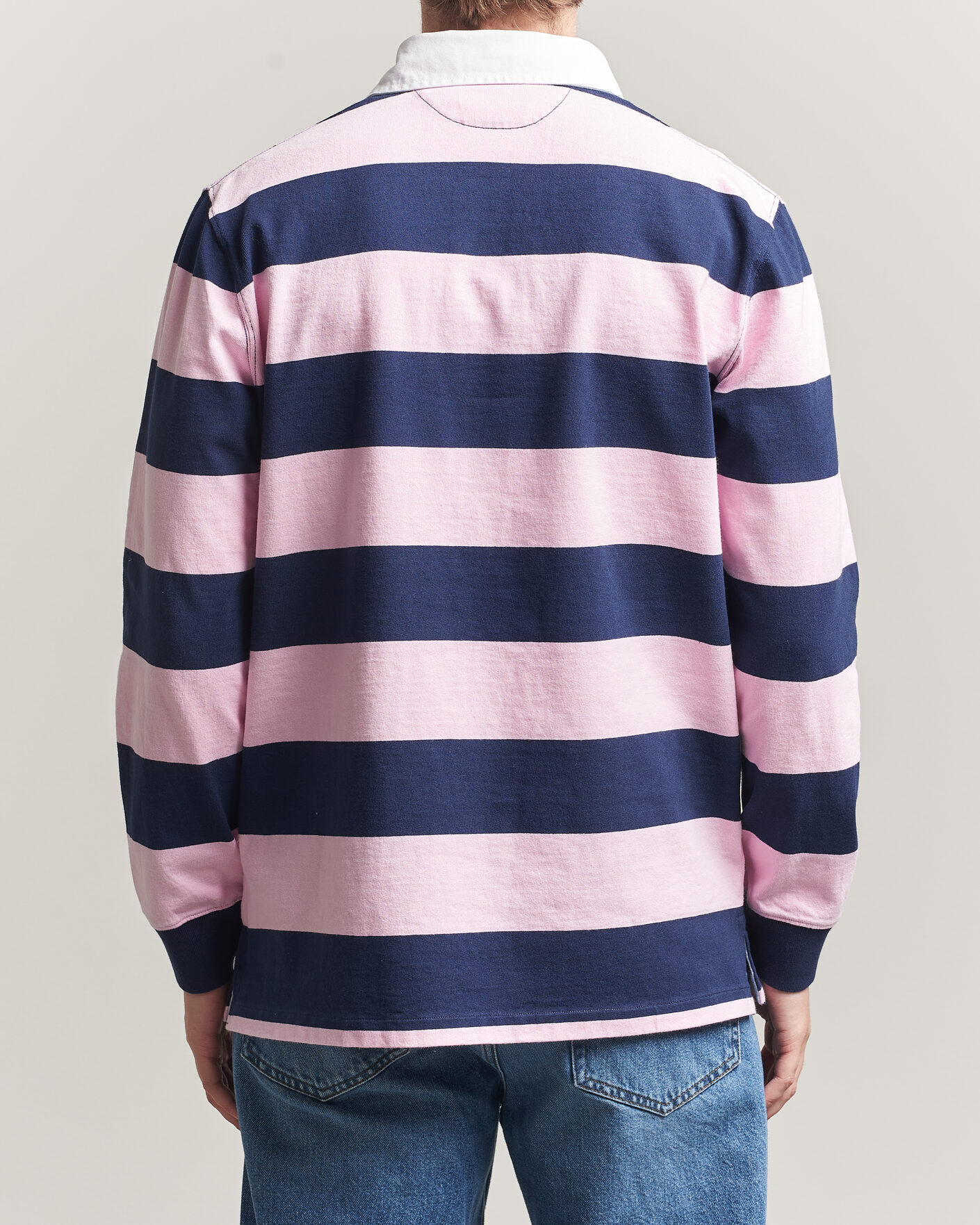 Herre | Gensere | Polo Ralph Lauren | Jersey Striped Rugger Carmel Pink/Newport Navy