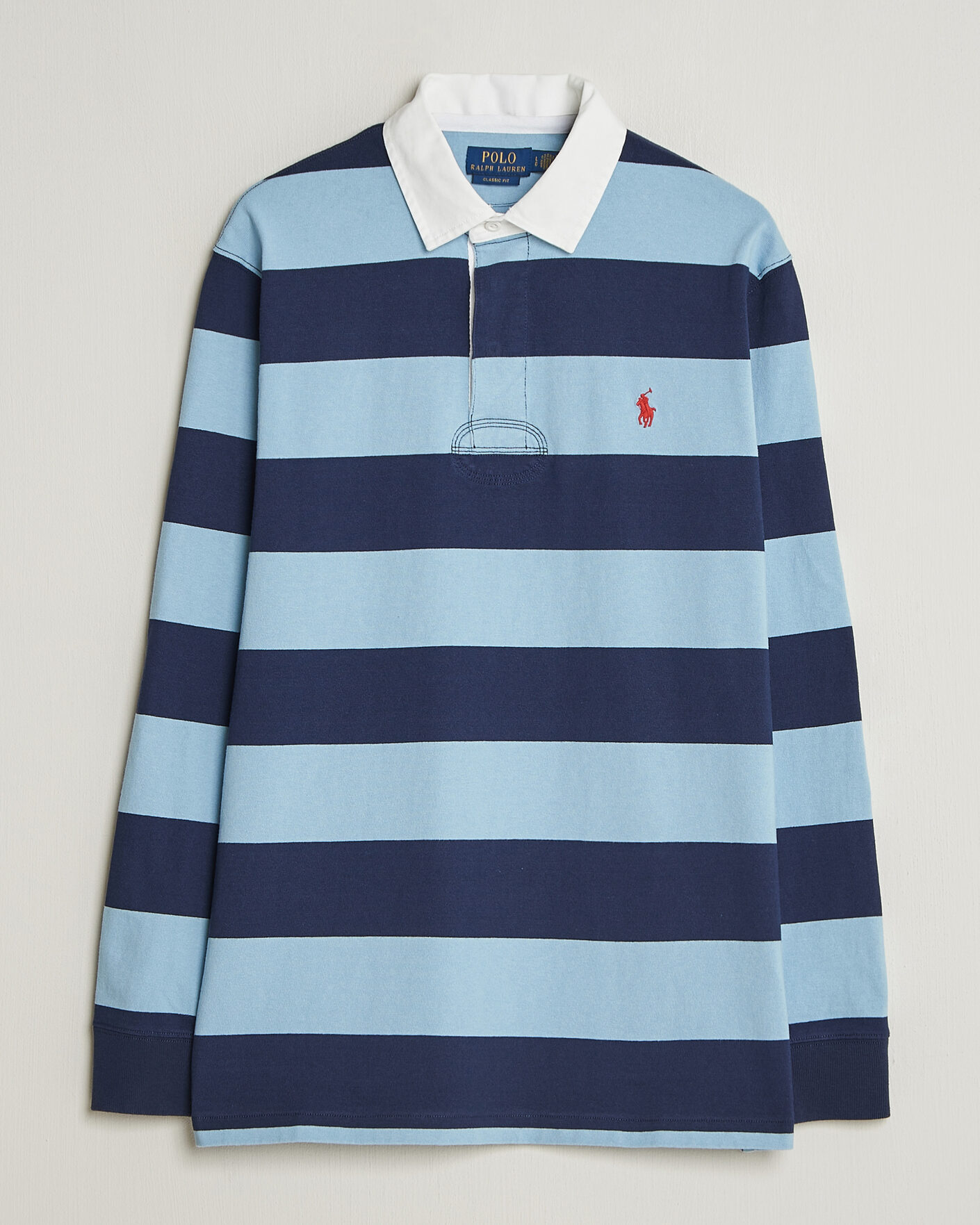 Herre | Gensere | Polo Ralph Lauren | Jersey Striped Rugger Powder Blue/Newport Navy