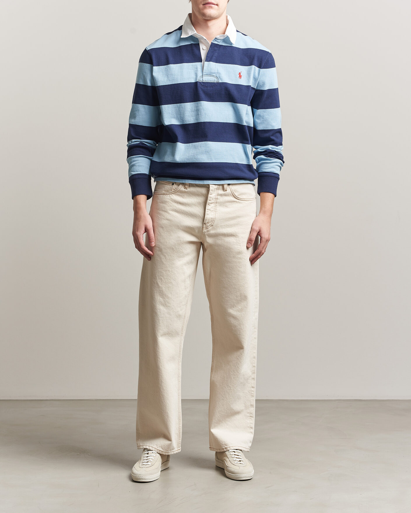 Herre | Gensere | Polo Ralph Lauren | Jersey Striped Rugger Powder Blue/Newport Navy