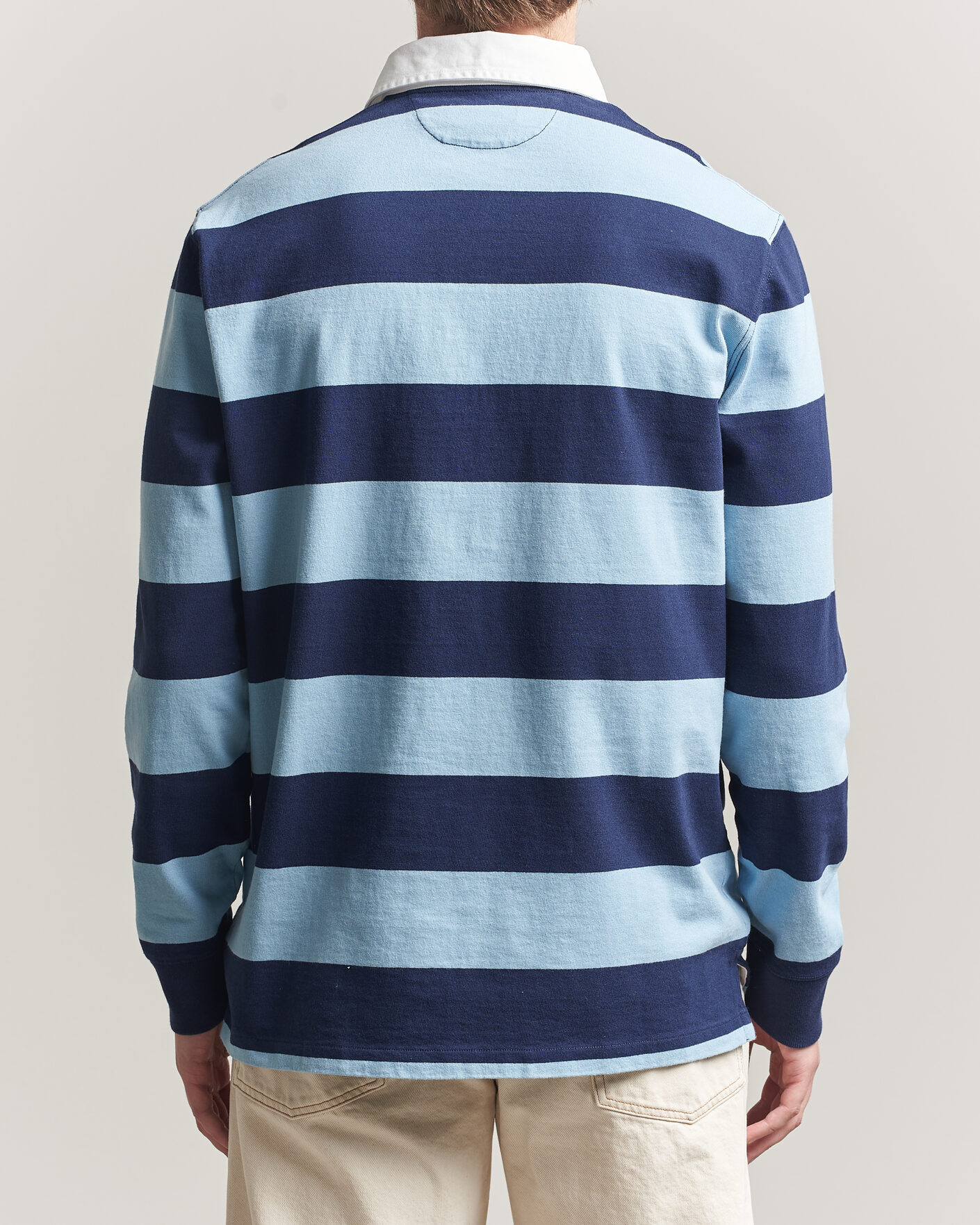 Herre | Gensere | Polo Ralph Lauren | Jersey Striped Rugger Powder Blue/Newport Navy