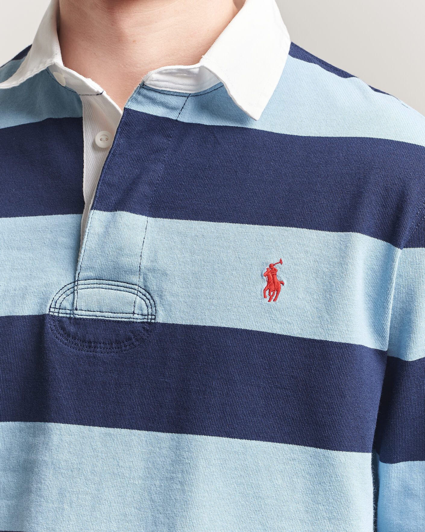 Herre | Gensere | Polo Ralph Lauren | Jersey Striped Rugger Powder Blue/Newport Navy