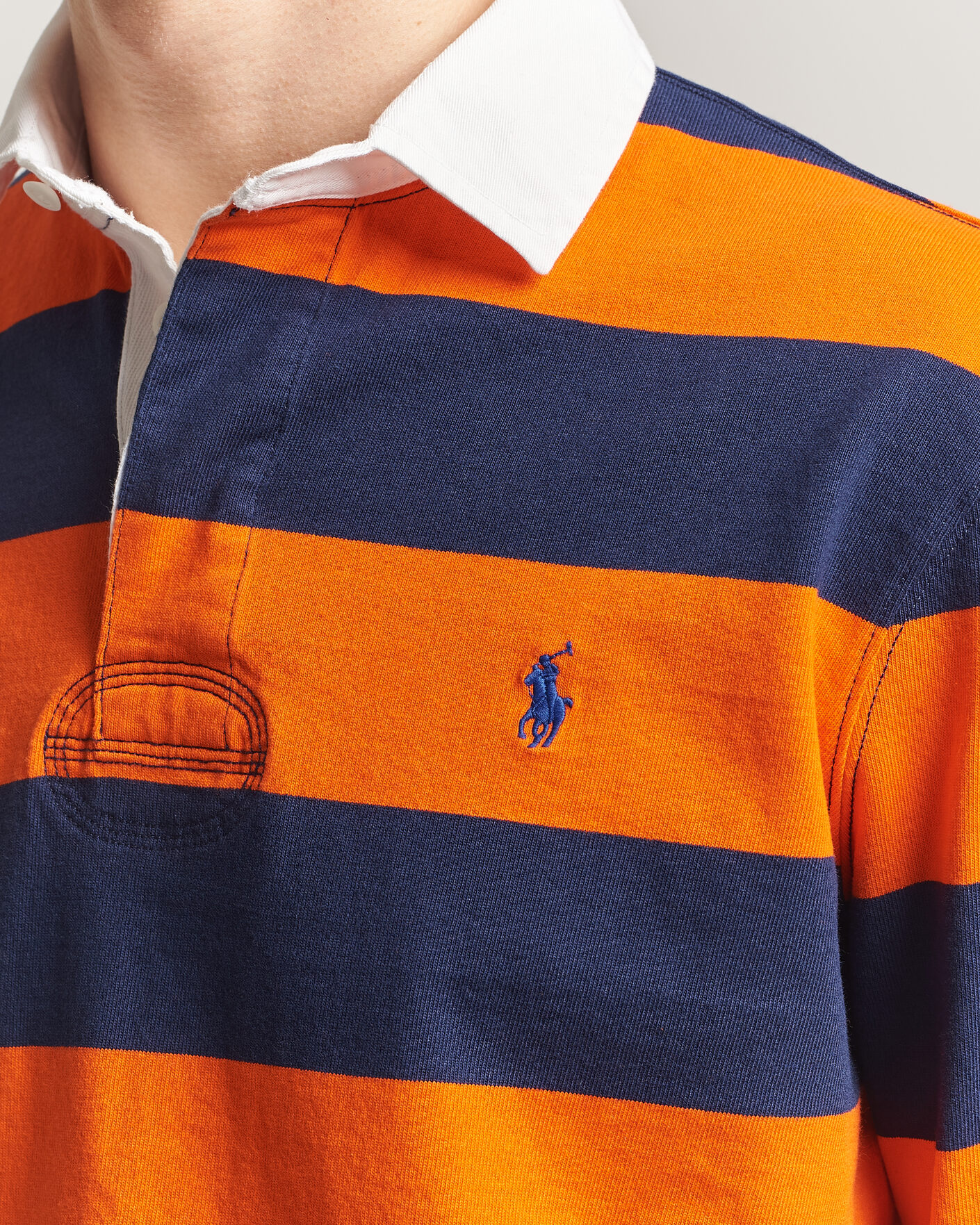 Herre | Gensere | Polo Ralph Lauren | Jersey Striped Rugger Sailing Orange/Newport Navy