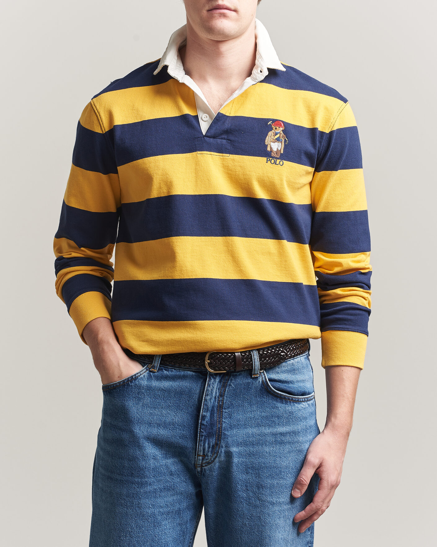 Herre | Gensere | Polo Ralph Lauren | Jersey Striped Rugger Newport Navy/Gold